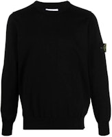 STONE ISLAND Black Crewneck Pullover Sweater Long Sleeve 8015540B2-A0029 STONE ISLAND Black Crewneck Pullover Sweater Long Sleeve 8015540B2-A0029
