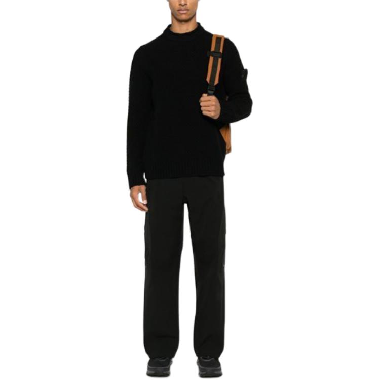 STONE ISLAND  Black Crewneck Pullover Sweater with Logo Patch. 8115515FA-V0029 圖 3