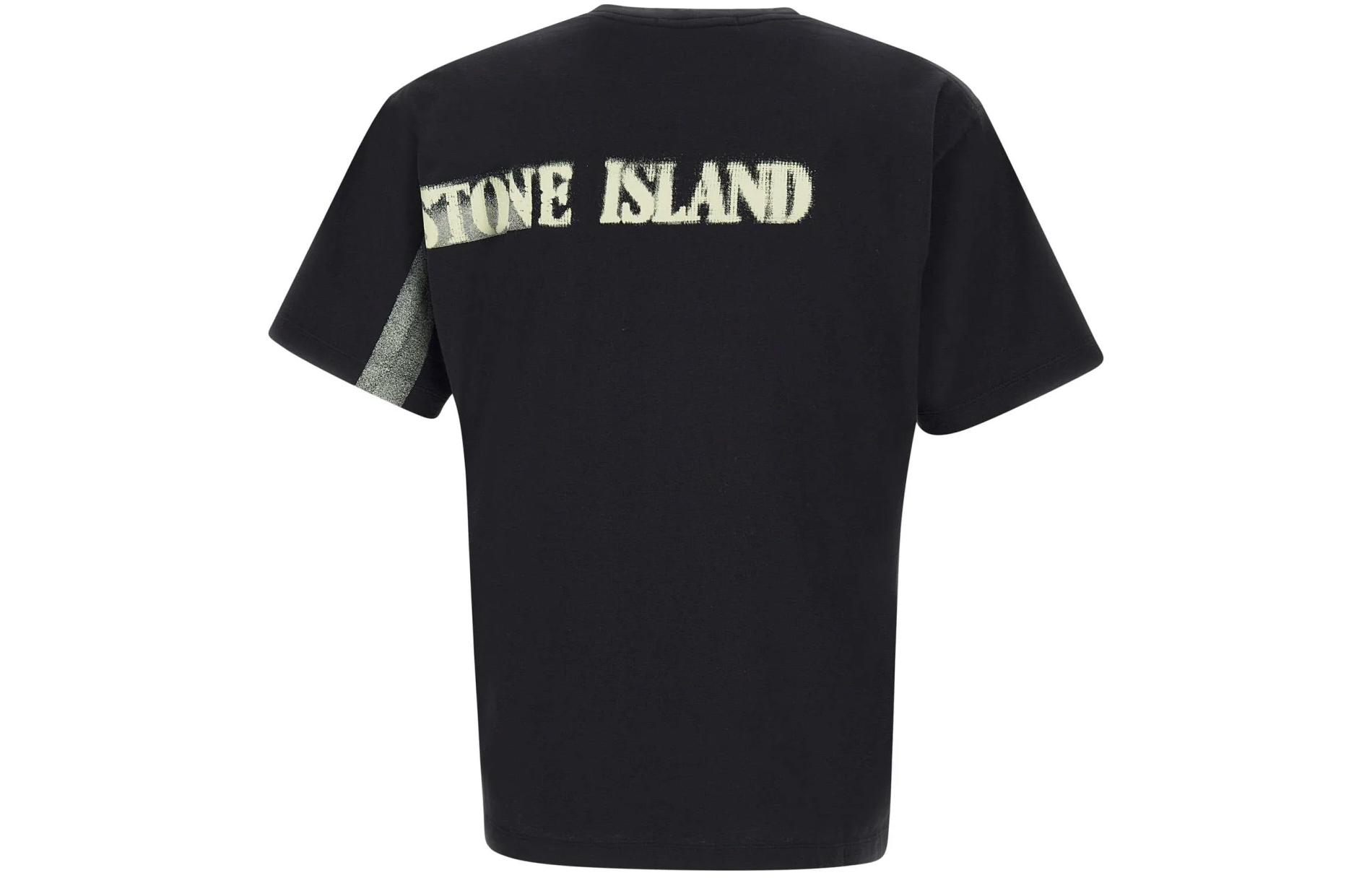 Lookbook Stone Island 黑色圓領短袖修身T恤 80152RC86-V0029