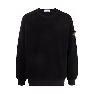 STONE ISLAND Black Crewneck Sweatshirt with Logo Patch. 751560234-V0029