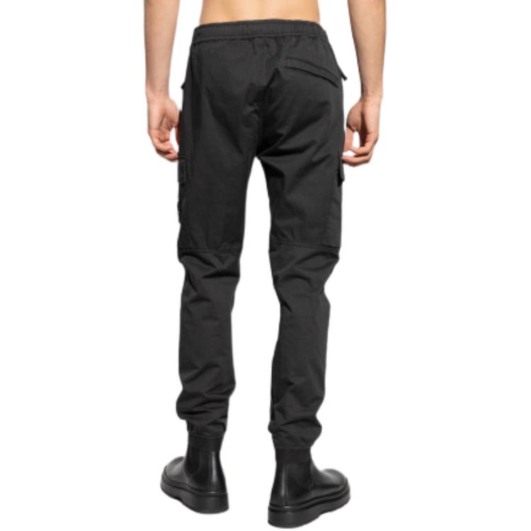 Shop ストーンアイランド ブラック エラスティックウエスト カジュアルジョガーパンツ 811531314-A0029