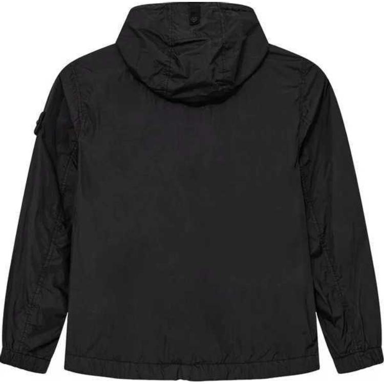 Lookbook Stone Island 黑色輕量軟殼尼龍夾克附拉鍊口袋 801540922-V0029