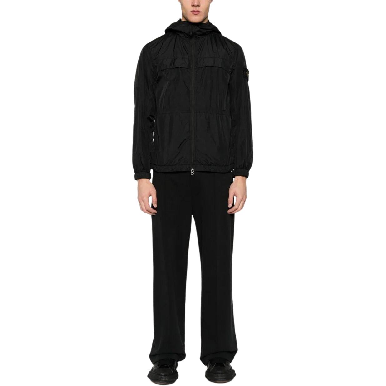 Purchase Stone Island 黑色輕量軟殼尼龍夾克附拉鍊口袋 801540922-V0029