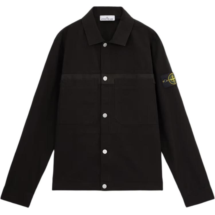 Stone Island  Black Logo Collared Long Sleeve Button-Up Jacket 811511412-V0029 圖 2
