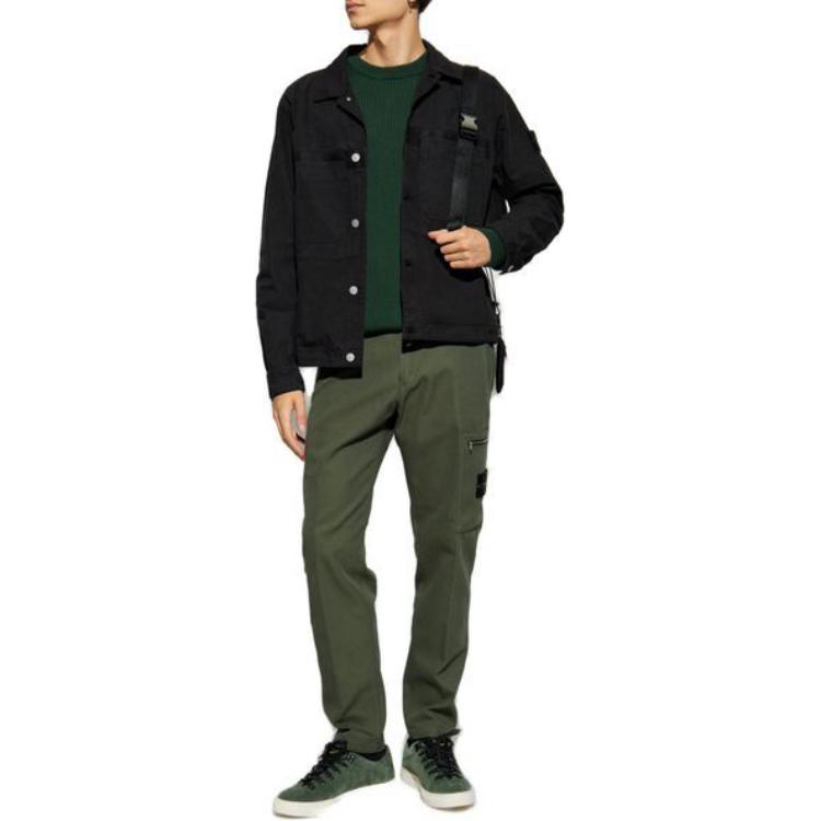 Stone Island  Black Logo Collared Long Sleeve Button-Up Jacket 811511412-V0029 圖 5