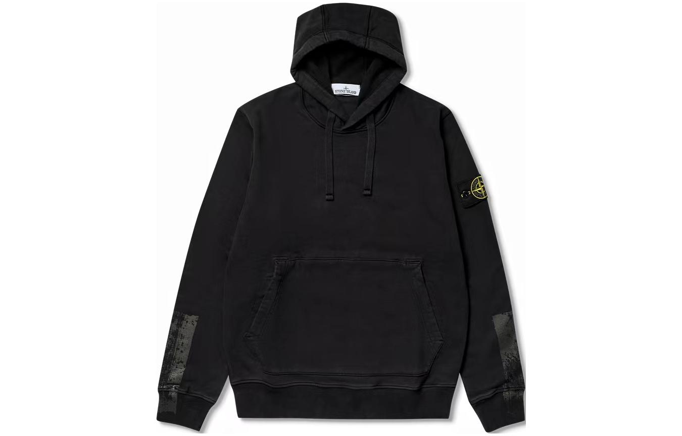Order STONE ISLAND Hoodie Logo Hitam Lengan Panjang Sweatshirt Pullover. 791567461-V0029