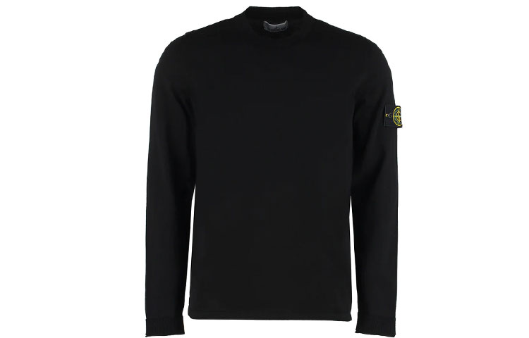 STONE ISLAND  Black Logo Patch Crewneck Sweater Long Sleeve 1015532B9-A0029
