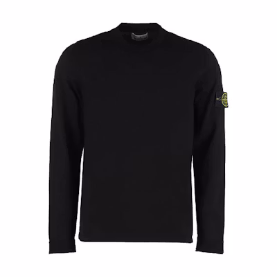 STONE ISLAND Black Logo Patch Crewneck Sweater Long Sleeve 1015532B9-A0029