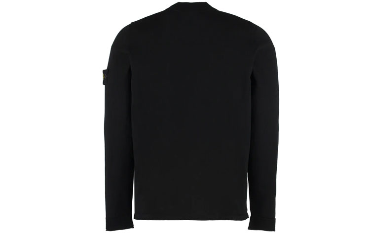 Lookbook STONE ISLAND Sweater Hitam Logo Patch Lengan Panjang Crewneck 1015532B9-A0029