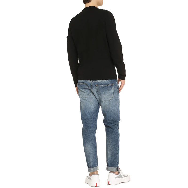 Details for STONE ISLAND Sweater Hitam Logo Patch Lengan Panjang Crewneck 1015532B9-A0029