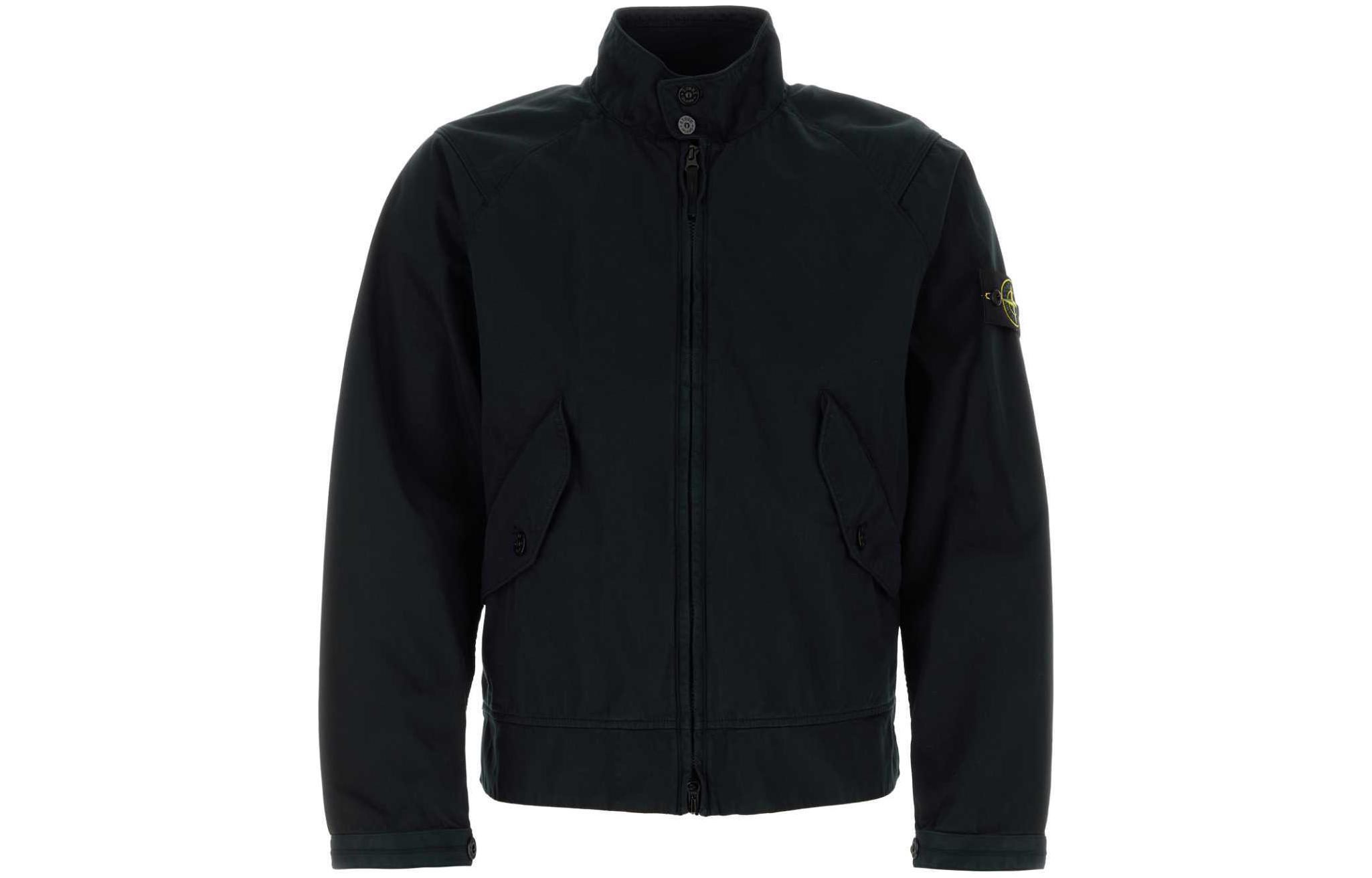 STONE ISLAND  Black Logo Print Zip-Up Jacket with Stand Collar. 801543734-V0029 圖 2