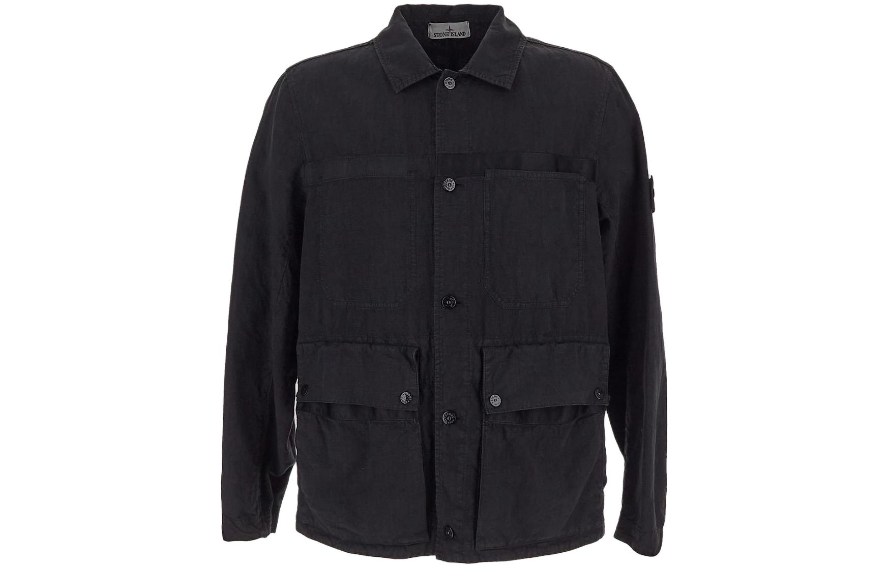 STONE ISLAND  Black Loose-Fit Single-Breasted Long-Sleeve Jacket 801542330-V0029