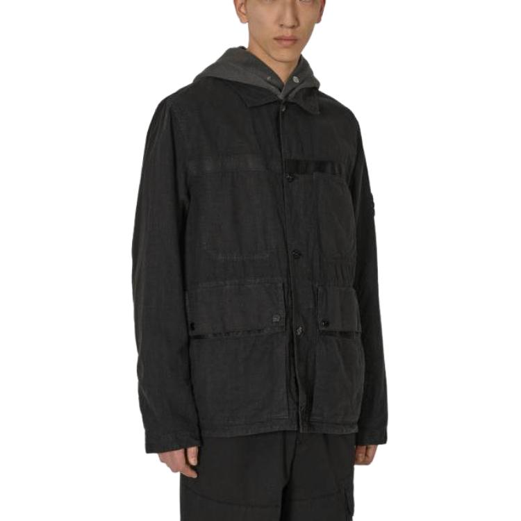 STONE ISLAND  Black Loose-Fit Single-Breasted Long-Sleeve Jacket 801542330-V0029 圖 4