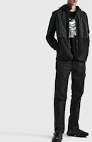 Shop STONE ISLAND 黑色金屬尼龍拼接抓毛棉質衛衣 751564741-V0029