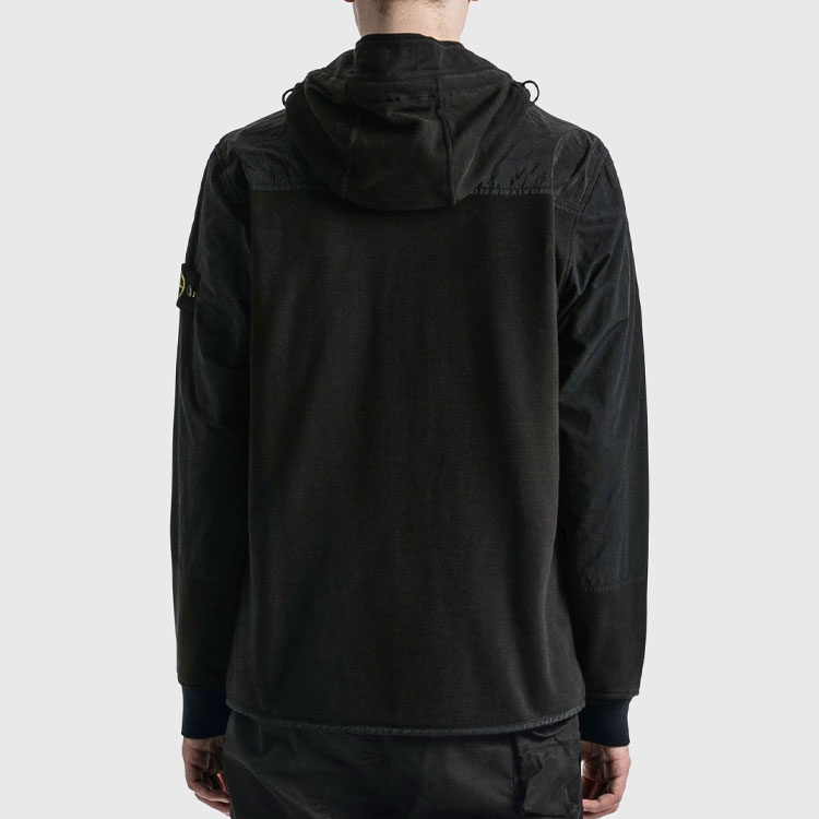 STONE ISLAND  Black Metallic Nylon Paneled Fleece Cotton Sweatshirt 751564741-V0029 圖 6