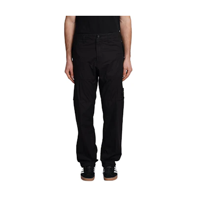 Stone Island Black Mid-Rise Straight Zipper Casual Pants. 801532403-V0029