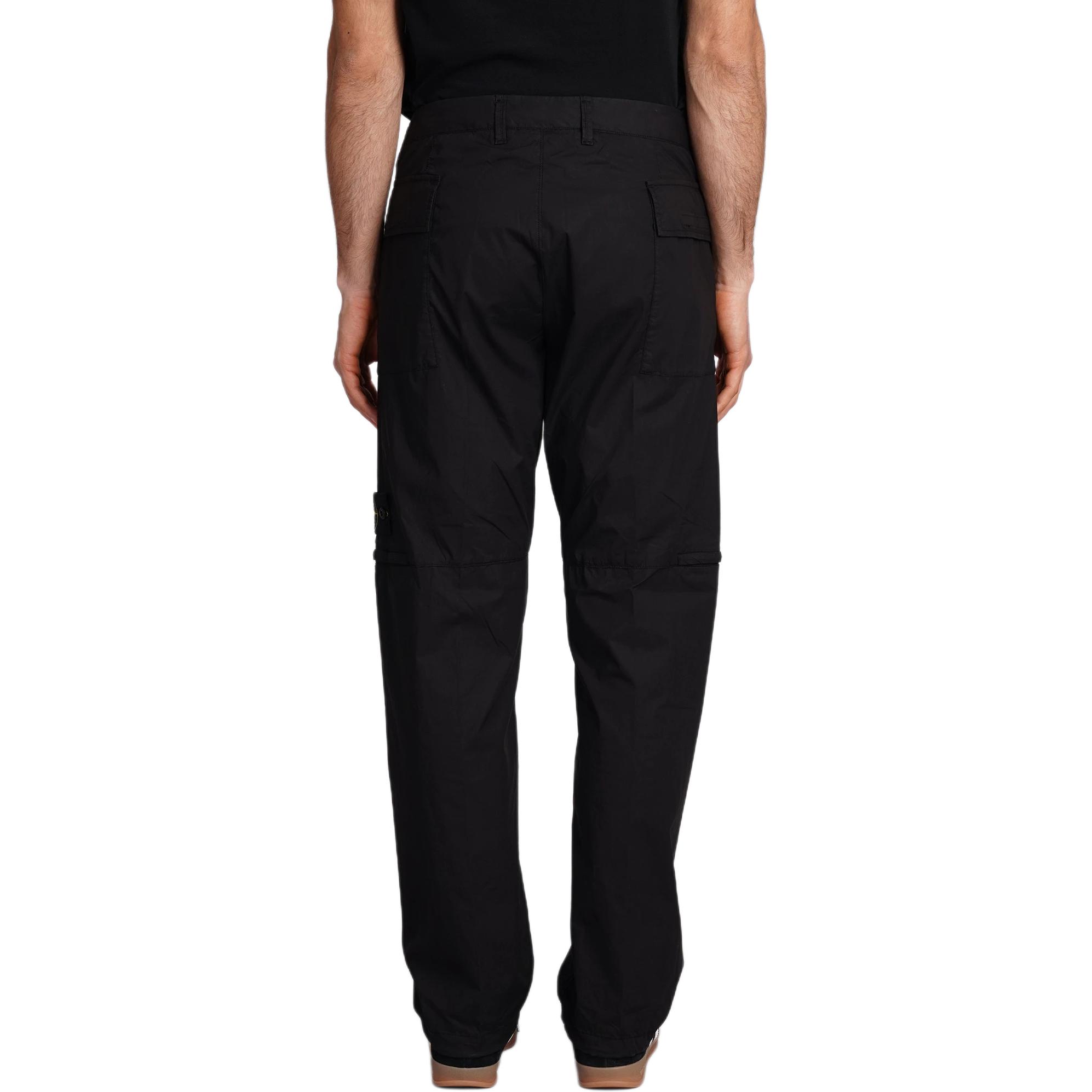 Lookbook Stone Island 黑色中腰直筒拉鍊休閒長褲. 801532403-V0029