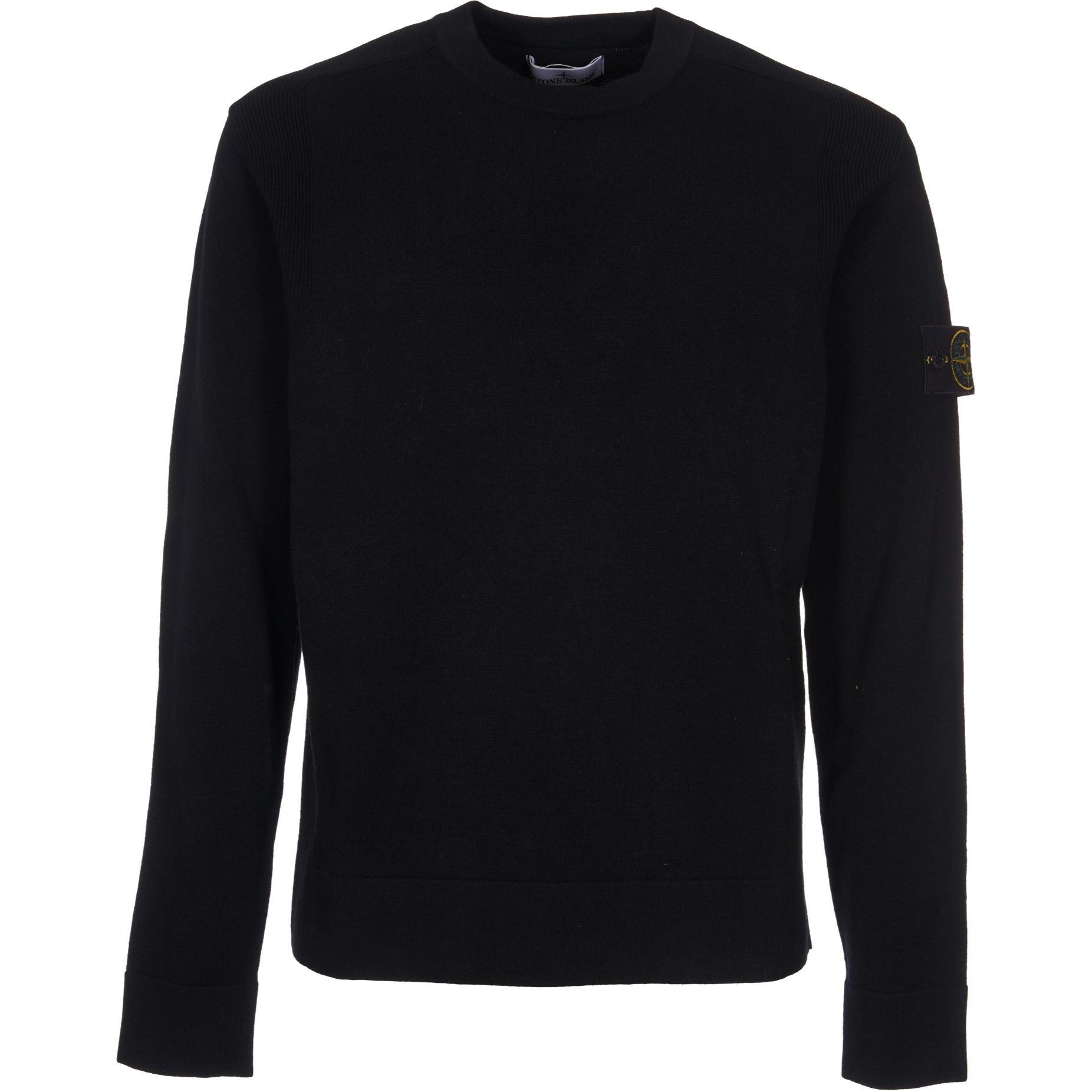 Stone Island  Black Patch Logo Crewneck Pullover Sweater 8115526A1-V0029