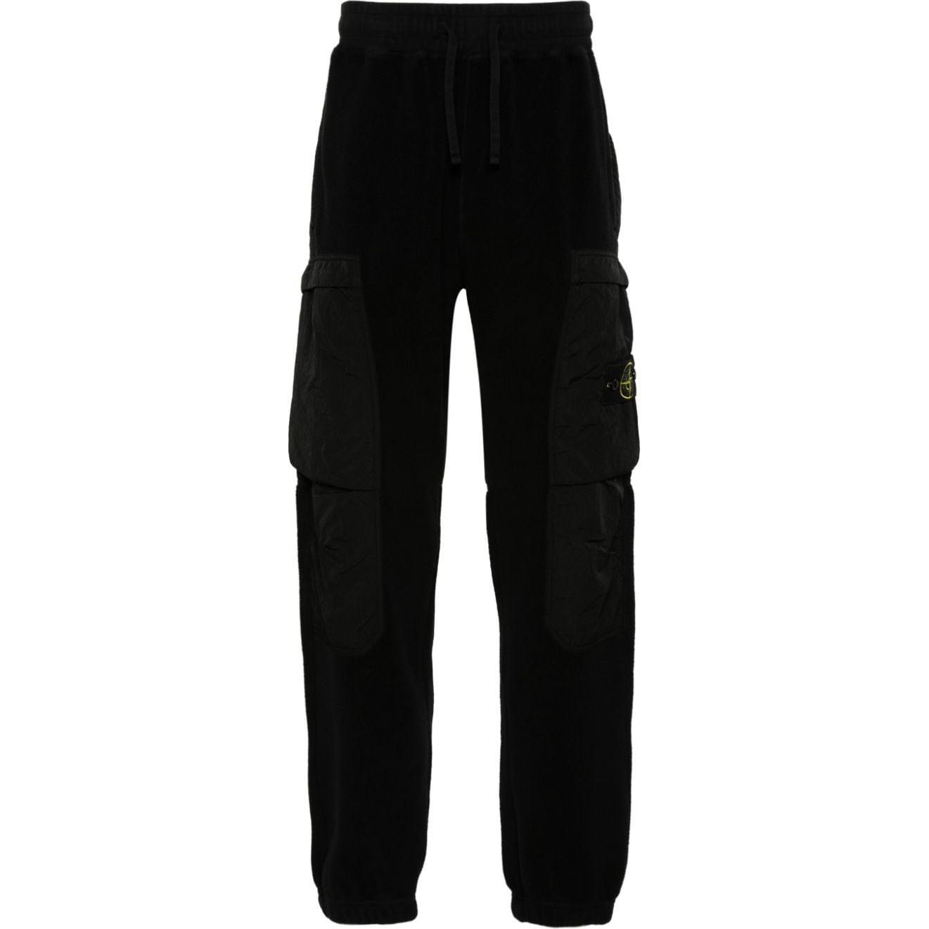 STONE ISLAND  Black Relaxed Tapered Casual Pants with Zipper 811562753-V0029