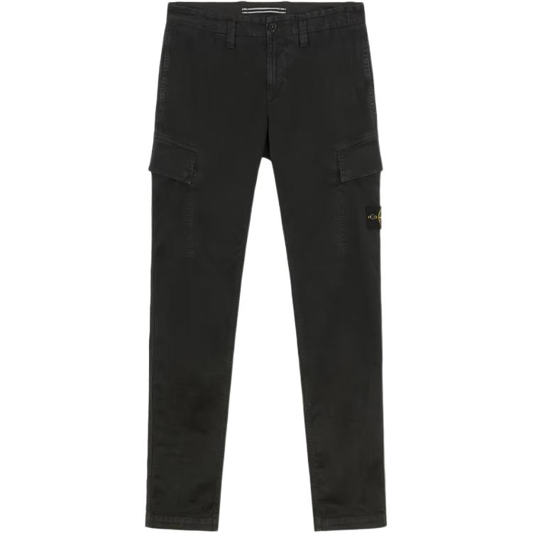 STONE ISLAND  Black Side Logo Zipper Straight-Leg Casual Pants 8115301L1-V0129