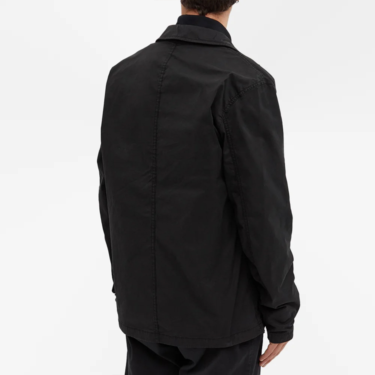 Lookbook Stone Island Jaket Hitam Poket Tunggal Logo Sulam. 761512619-V0029