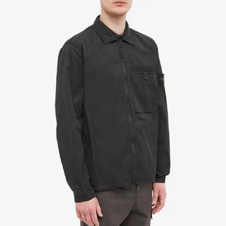 Details for Stone Island Jaket Hitam Poket Tunggal Logo Sulam. 761512619-V0029