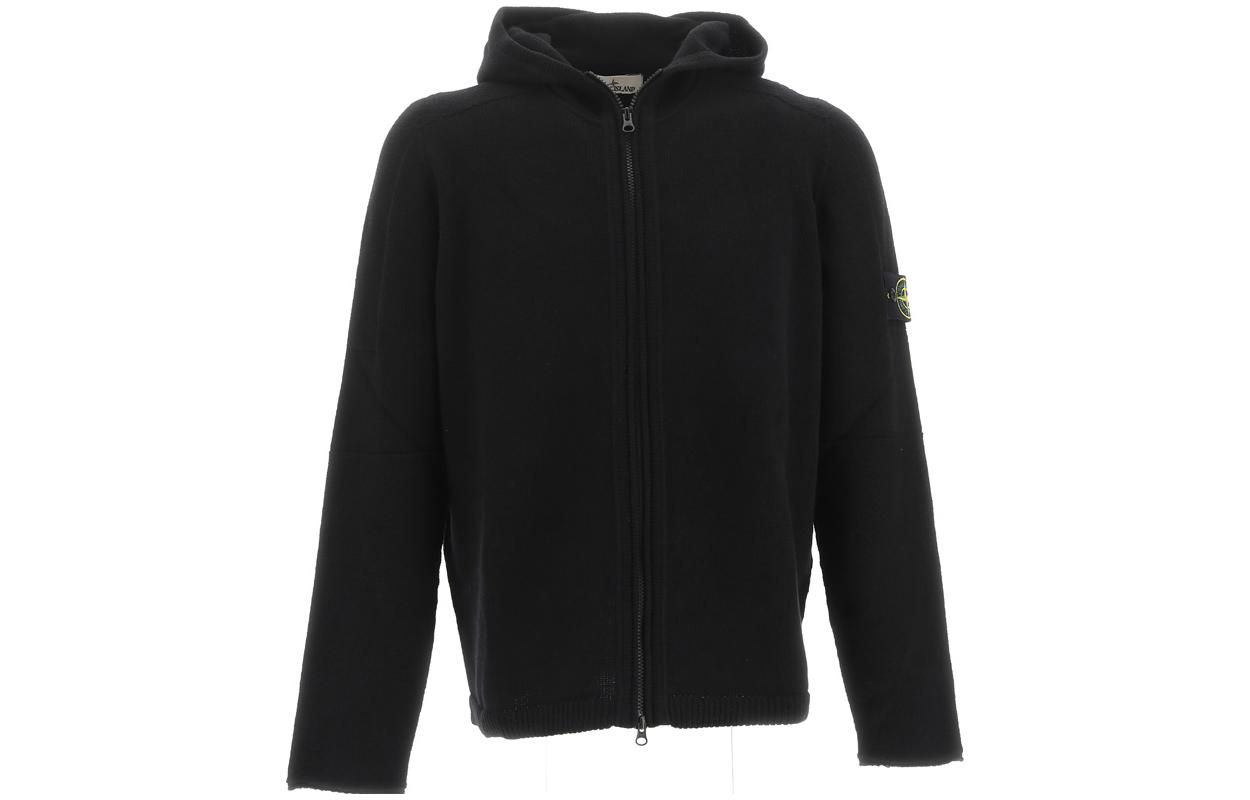 STONE ISLAND  Black Solid Color Knit Hoodie with Zipper. 7915509A3-V0029 圖 2