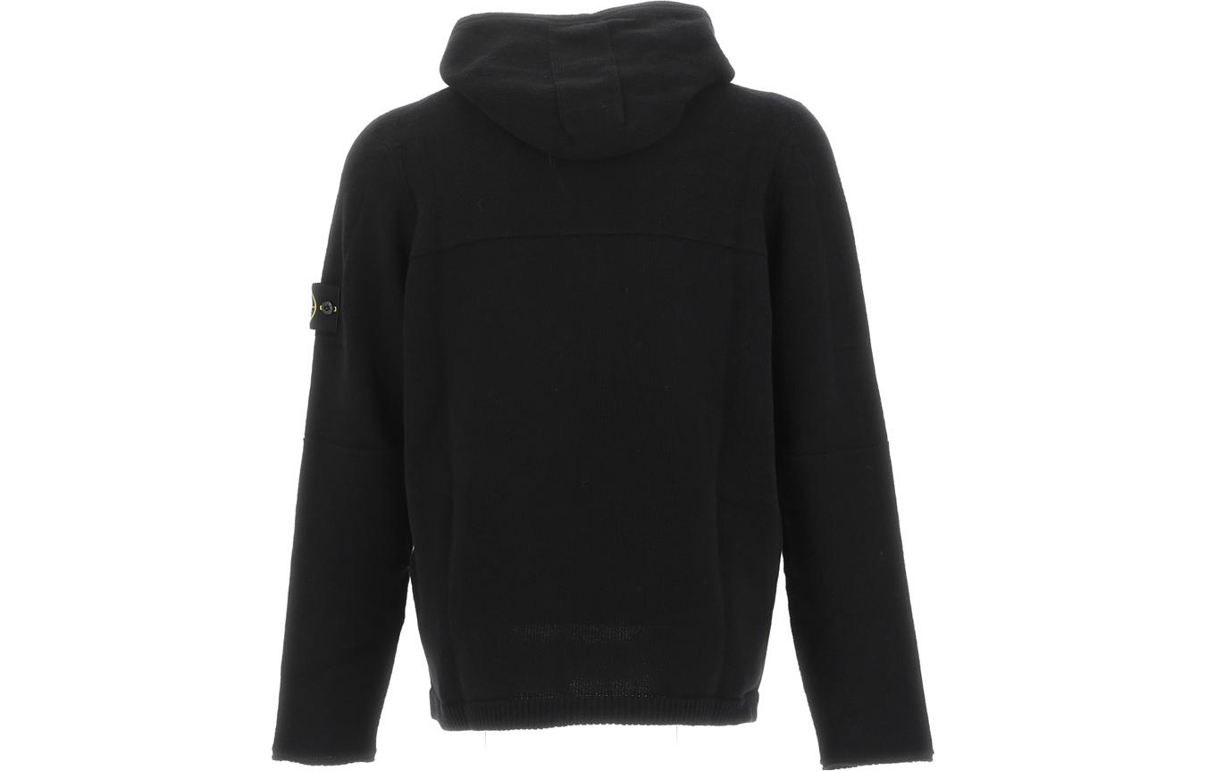 STONE ISLAND  Black Solid Color Knit Hoodie with Zipper. 7915509A3-V0029 圖 3
