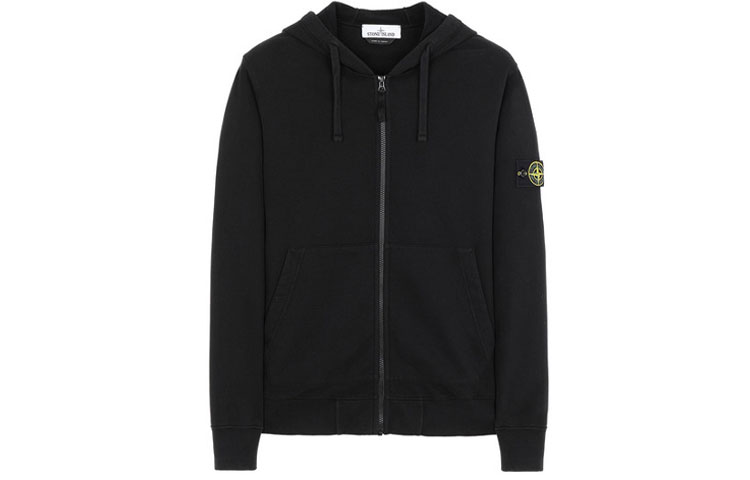 STONE ISLAND  Black Solid Color Patch Zip-Up Hoodie Jacket. 731564220-v0029 圖 2