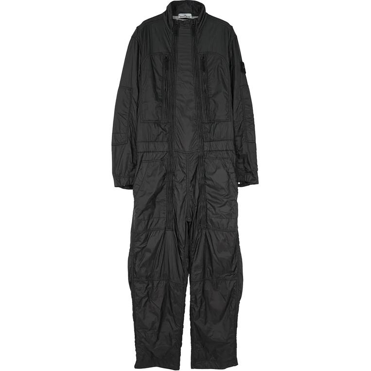 Stone Island  Black Solid Color Zip-Up Loose-Fit Jumpsuit. 8115F0135-V0062