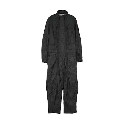 Stone Island Black Solid Color Zip-Up Loose-Fit Jumpsuit. 8115F0135-V0062
