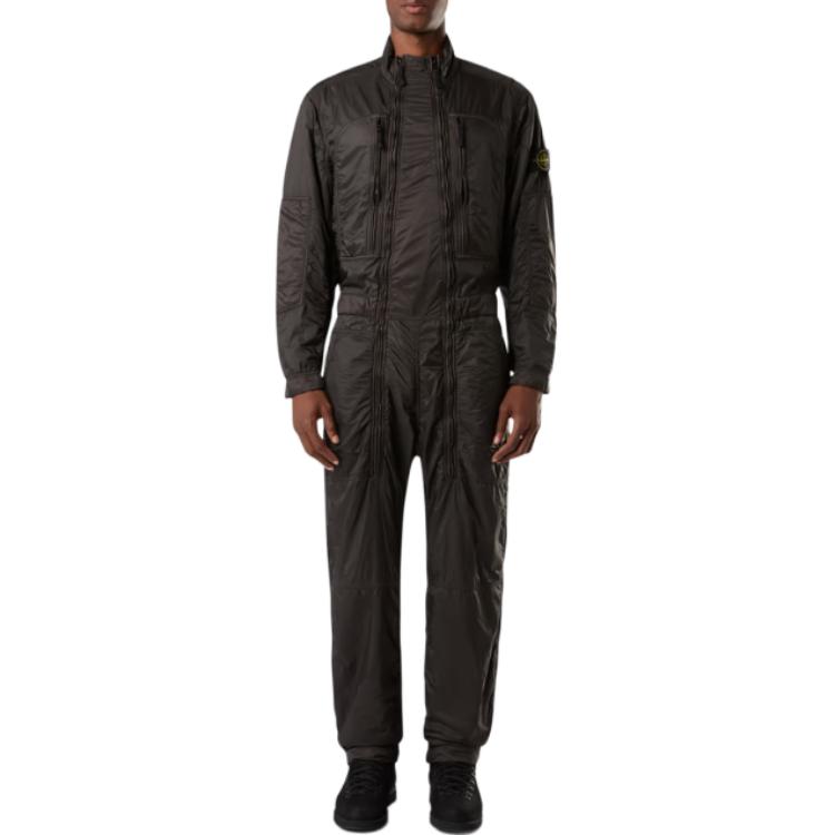 Shop Stone Island Jumpsuit Hitam Zip-Up Longgar. 8115F0135-V0062