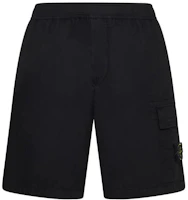 Stone Island Black Solid Straight-Fit Casual Shorts. 8015L1803-V0029 Stone Island Black Solid Straight-Fit Casual Shorts. 8015L1803-V0029