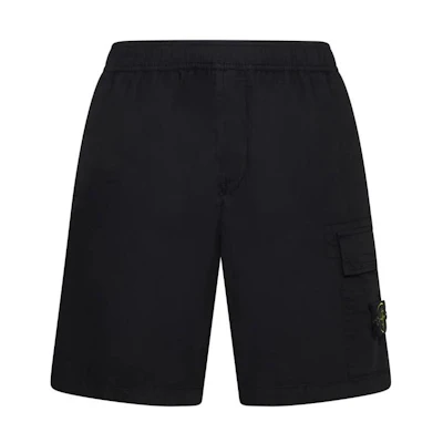 Stone Island Black Solid Straight-Fit Casual Shorts. 8015L1803-V0029