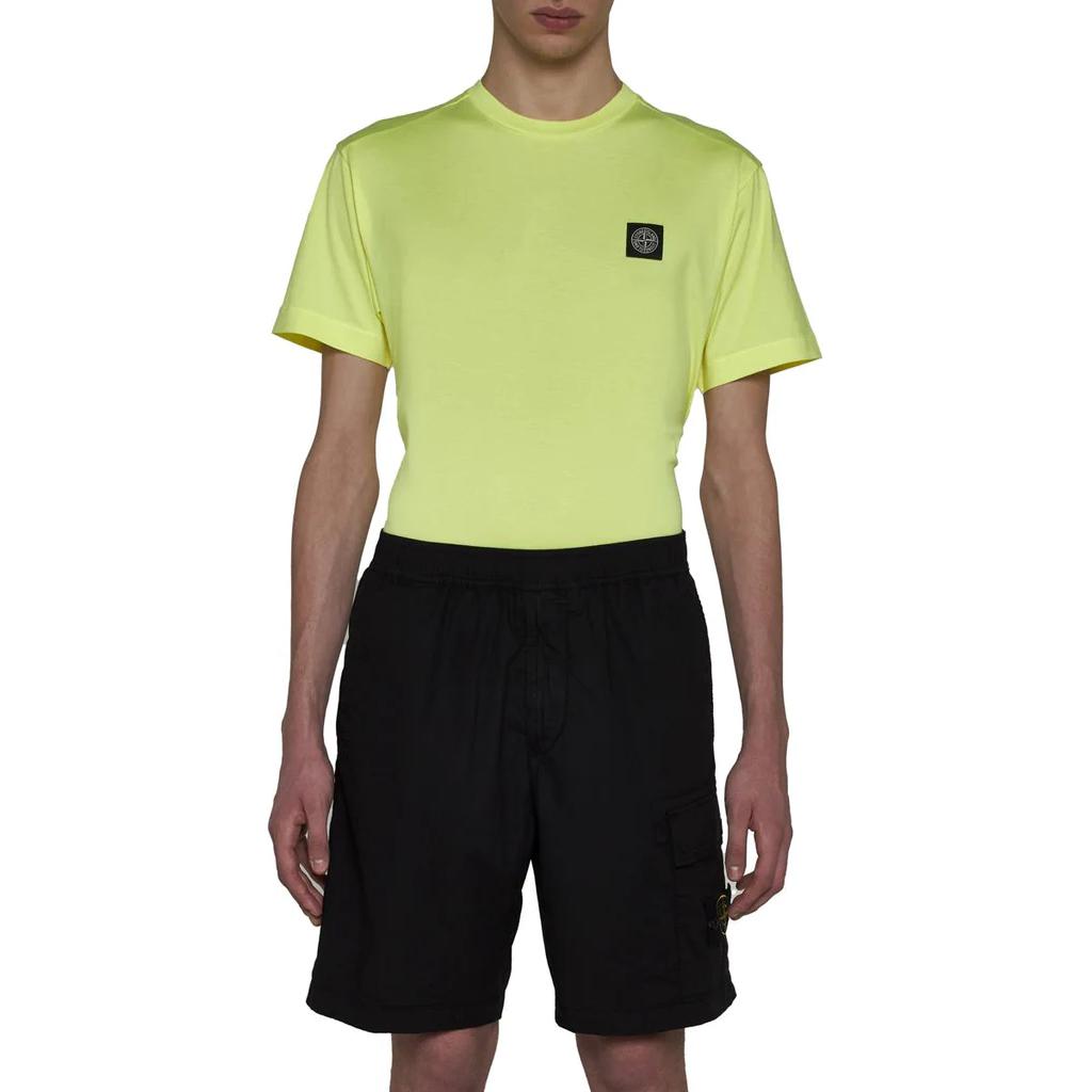 Shop ストーンアイランド ブラック 無地 ストレートフィット カジュアルショーツ 8015L1803-V0029