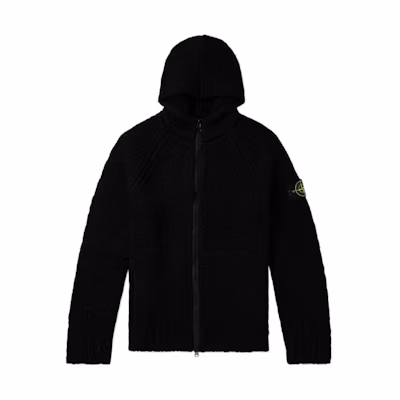 STONE ISLAND Black Solid Zip-Up Hoodie Jacket 7915544D4-V0029