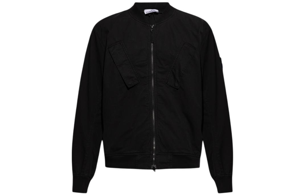 STONE ISLAND  Black Solid Zipper Jacket Long Sleeve Outerwear 801542510-V0029