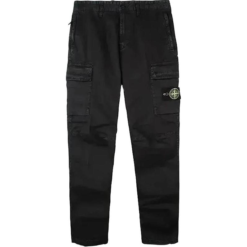 STONE ISLAND  Black Straight-Cut Mid-Waist Casual Pants. 101530404-A0129