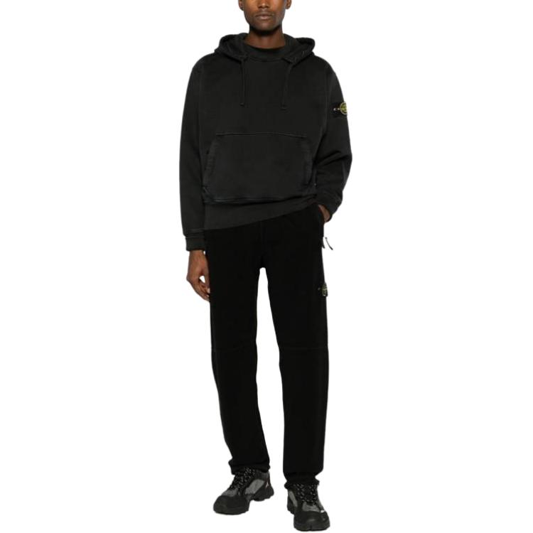 Lookbook STONE ISLAND Seluar Kasual Hitam Lurus dengan Pinggang Elastik dan Tali Serut. 791560854-V0029