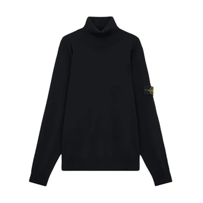 STONE ISLAND Black Turtleneck Sweater with Logo Embroidery. 8115525C4-A0029