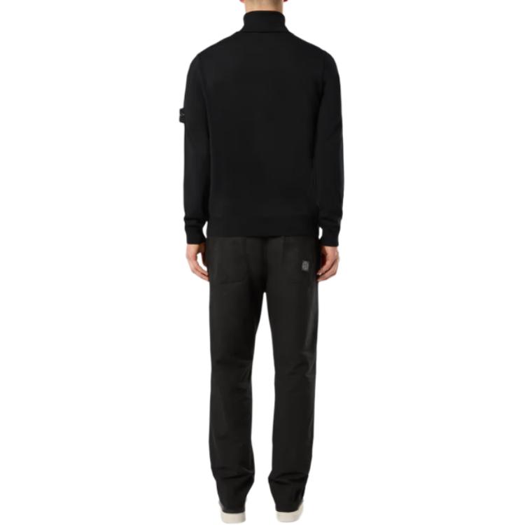 Shop STONE ISLAND 黑色高領毛衣 徽標刺繡款式 8115525C4-A0029