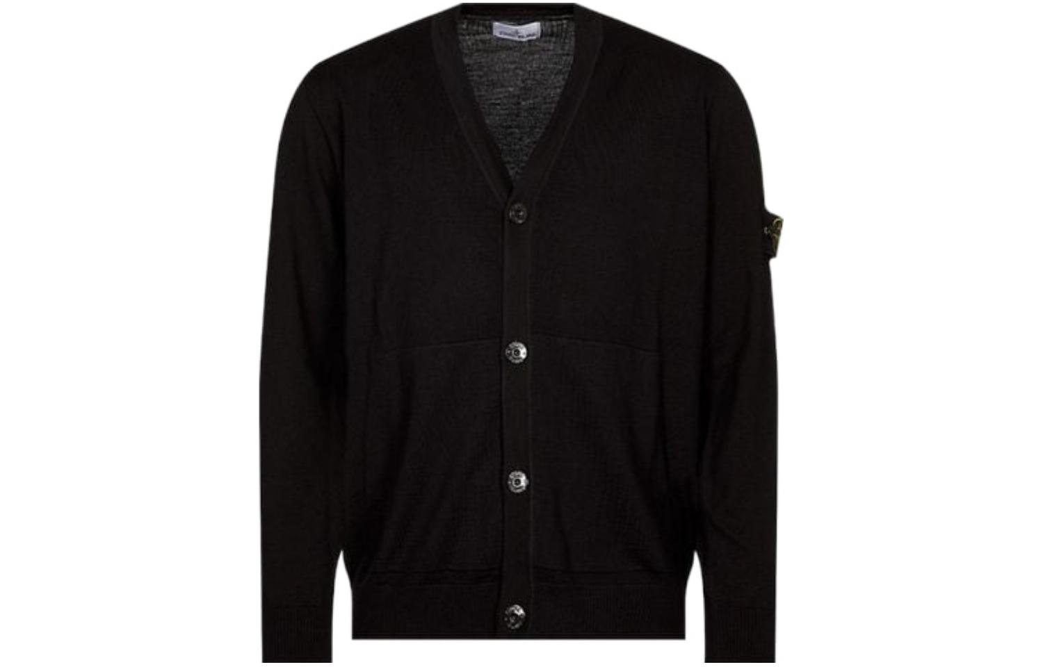 Order STONE ISLAND Kardigan Butang Leher-V Hitam Sweater 7915511C4-V0029