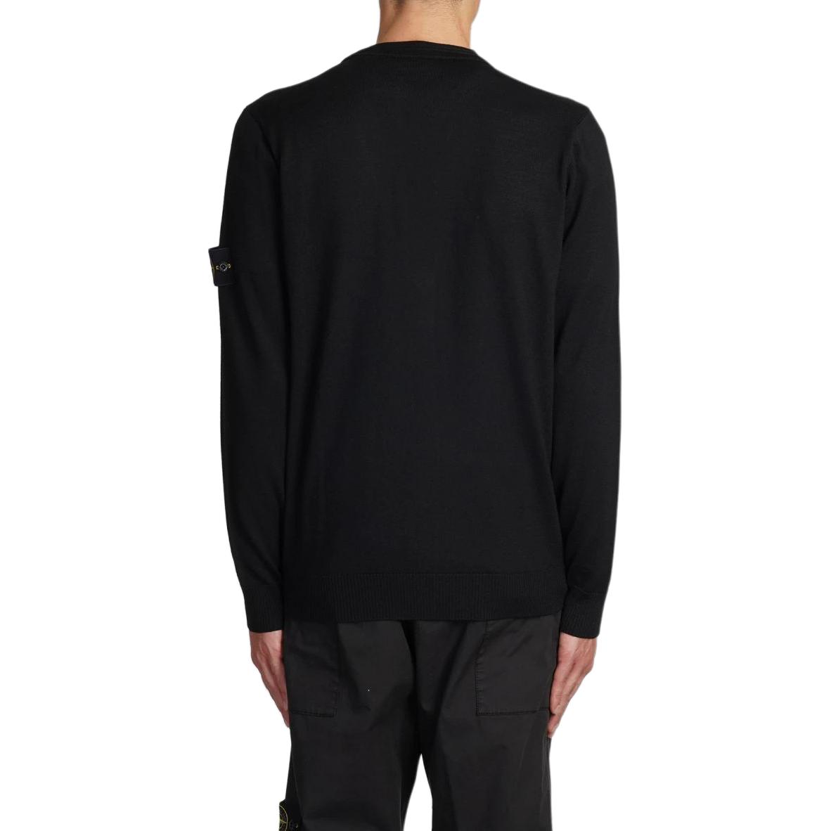 Shop STONE ISLAND Kardigan Butang Leher-V Hitam Sweater 7915511C4-V0029