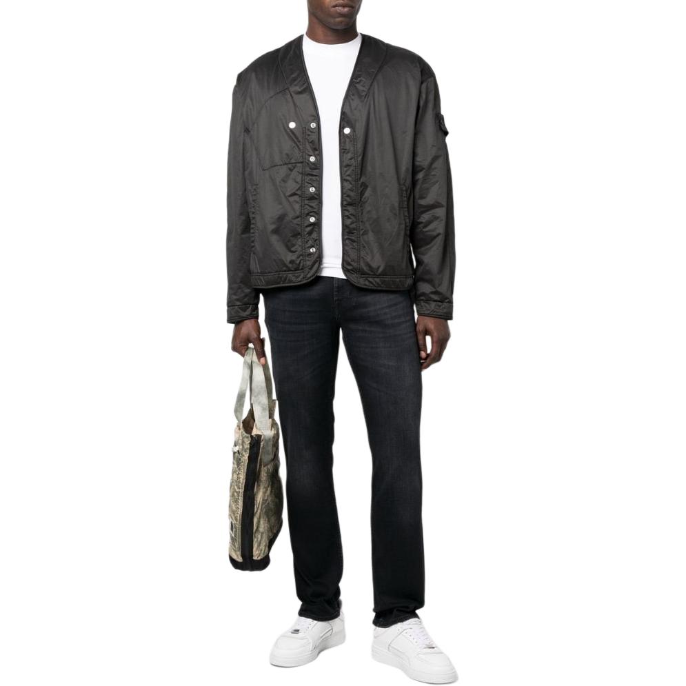 STONE ISLAND  Black V-Neck Zip-Up Long Sleeve Jacket 771940328-V2029 圖 3