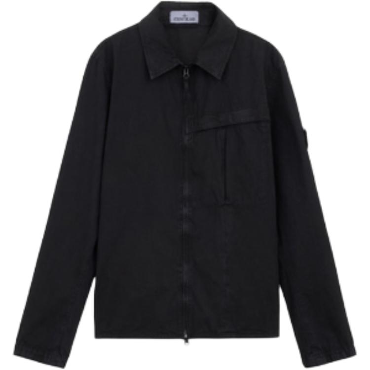 STONE ISLAND  Black Zip-Up Collared Long Sleeve Jacket 8115103WN-V0129