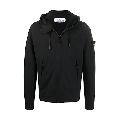 STONE ISLAND Black Zip-Up Hoodie Long Sleeve 731561420-C0029