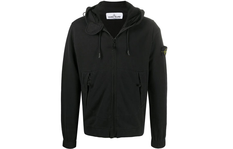 Order STONE ISLAND Hoodie Lengan Panjang Zip Hitam 731561420-C0029