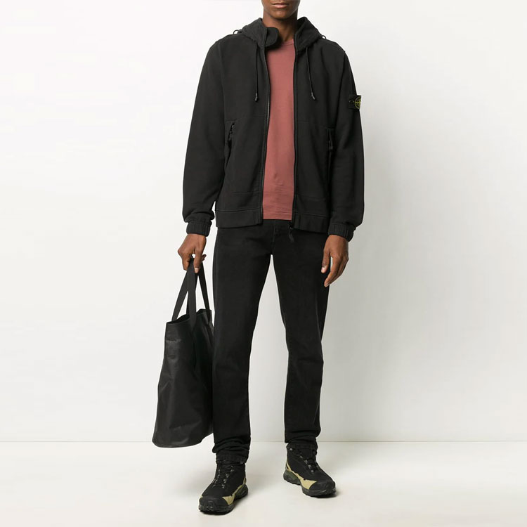 Lookbook STONE ISLAND Hoodie Lengan Panjang Zip Hitam 731561420-C0029