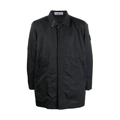 STONE ISLAND Black Zip-Up Jacket with Collared Design 771542646