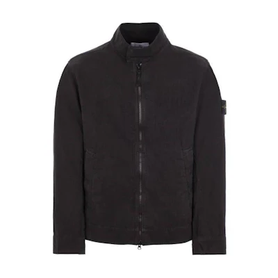 STONE ISLAND Black Zip-Up Jacket with Logo and Stand Collar. 801542130-V0029